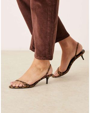 Mango Sandalias Minimalistas De Tacón Con Diseño Destalonado Y Estampado De Leopardo De - Marrón