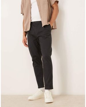 ASOS Tailored Cotton Rich Tapered Chino Trousers - Black