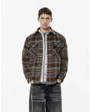 Pull&Bear Check Overshirt - Grey