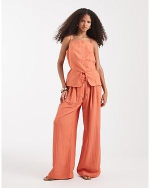 Vero Moda Tailored Pleated Wide Leg Trouser Co-ord - Orange