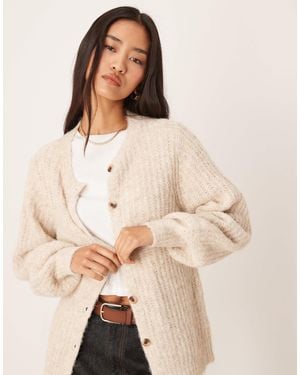 Vila – flauschige strickjacke - Natur