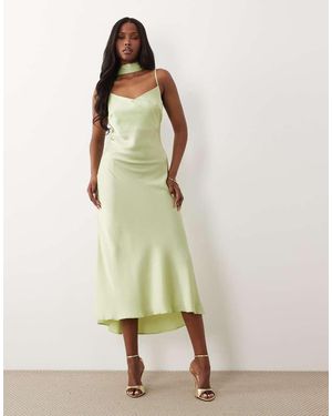 New Look Scarf Satin Cami Midi Dress - Green