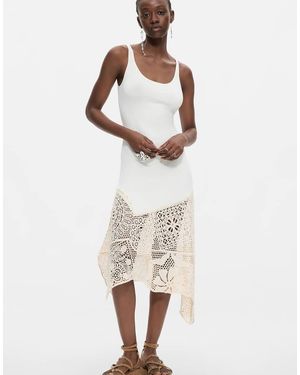 Desigual Asymmetric Crochet Dress - Natural