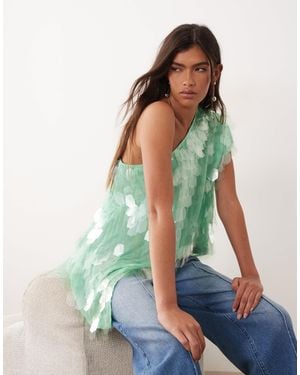 ARRANGE Embellished One Shoulder Top - White