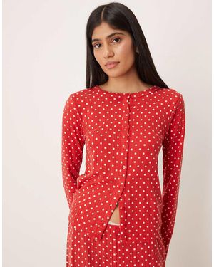 Abercrombie & Fitch Pointelle Pyjama Cardigan Co-Ord - Red