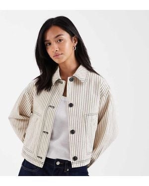 ASOS Asos Design Petite Short Cotton Harrington Jacket - White