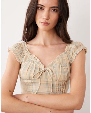 Cotton On Blouse greta à volants à carreaux ensoleillés - Neutre