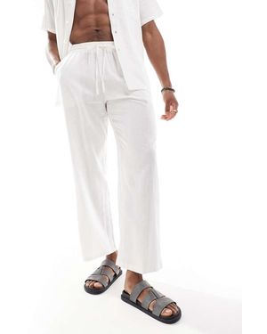 South Beach Pantalones Playeros Blancos De Tejido Efecto Lino De Southbeach