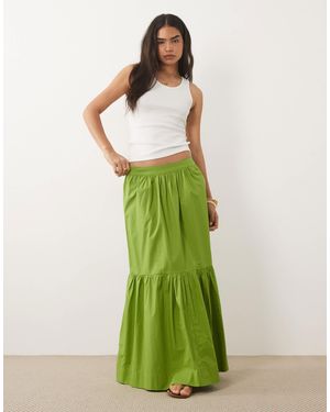 ASOS Tiered Boho Maxi Skirt - Green