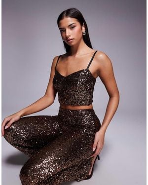 New Look Co-ord Sequin Cropped Cami Top - Black