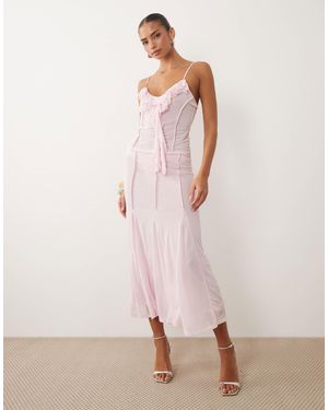 ASOS – verkürzter godet-midirock aus stretch-chiffon - Pink