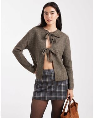 Pieces Reversable Tie-front Cardigan - Brown