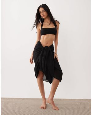 ASOS – langer strand-sarong aus baumwolle - Schwarz