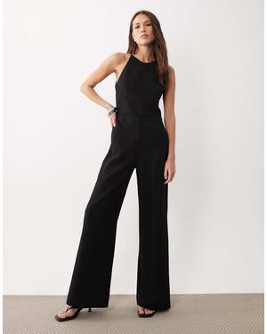 Mango Halterneck Backless Jumpsuit - White