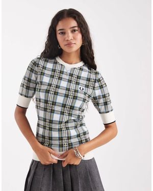 Fred Perry Tartan Knit T-shirt - Gray