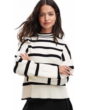 ONLY High Neck Stripe Jumper - Natural