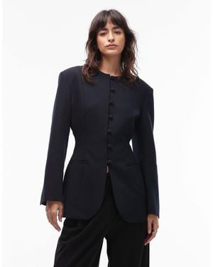 ASOS Slim Fit High Neck Blazer - Blue