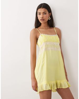 Dippin' Daisy's Babydoll Mini Beach Dress With Lace Detail - Yellow