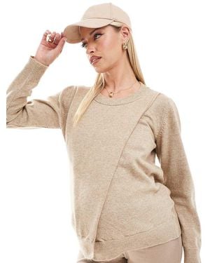 Mama.licious Jersey Beis Con Abertura Delantera Y Diseño Para Lactancia De Mamalicious Maternity-Beis Neutro