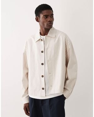 ASOS Pinstripe Harrington Jacket - Natural