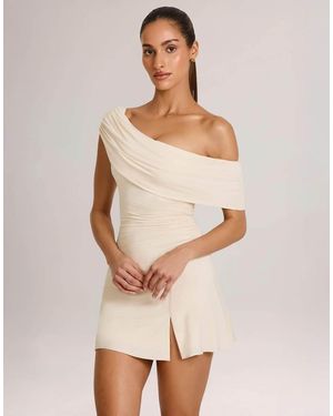 Oh Polly Modal Blend Asymmetric Off Shoulder Mini Dress - White