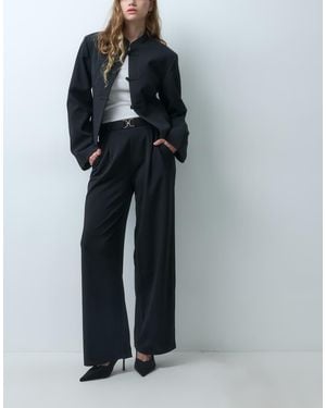 Jdy Broek Met Wijde Pijpen En Riemdetail - Zwart