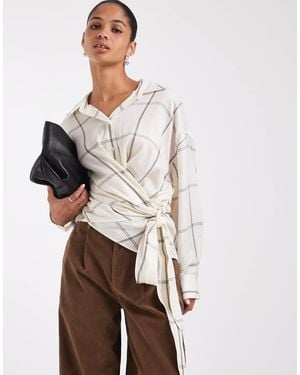 & Other Stories Camisa 100 Algodón Con Cintura Ajustada En Cuadro Blanco - Multicolor