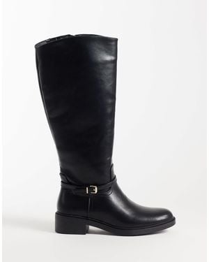 New Look Botte d'équitation haute jusqu'au genou à boucle en - Noir