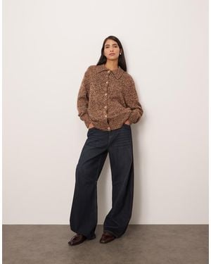 ARRANGE Marl Knit Merino Rich Boyfriend Cardigan - Brown