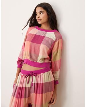 Free People Plaid Flannel Pyjama Top Co-ord - Pink