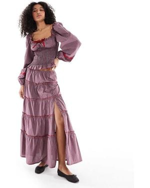 Daisy Street Low Rise Tie Maxi Skirt - Purple