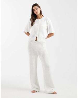 4th & Reckless Cotton Rich Crochet Knit Wide Leg Beach Pants Co-ord - White