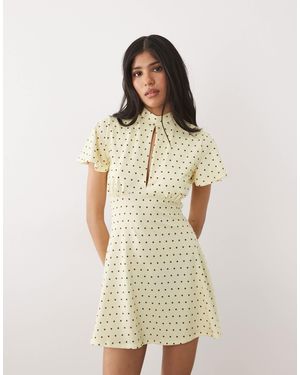ASOS Cap Sleeve With Tie Detail Mini Dress - Natural