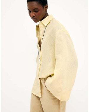 NA-KD Linen Wide Sleeve Shirt - Natural