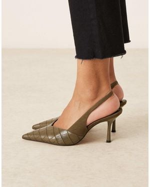 Asos Design Wide Fit Asos design - sabrina - chaussures larges effet croco à talon aiguille et bride arrière - olive - Noir