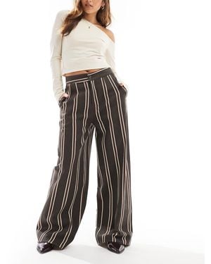 Wednesday's Girl Striped Wide Leg Pants - Brown