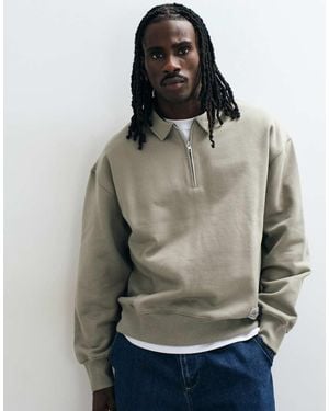 ASOS Premium Heavyweight Oversized Quarter Zip Sweat - Grey