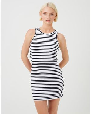 Brave Soul Striped Ribbed Sleeveless Mini Dress - Blue