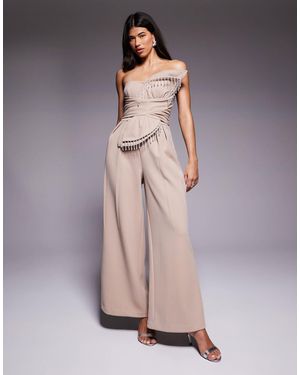 ASOS 3d Petal Jumpsuit With Drop Bead Detail - Purple