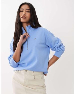 GANT Felpa Palazzo Con Zip Corta E Logo Dello Scudo - Blu