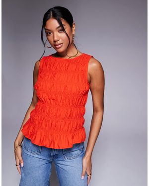 River Island – gesmoktes tanktop - Rot