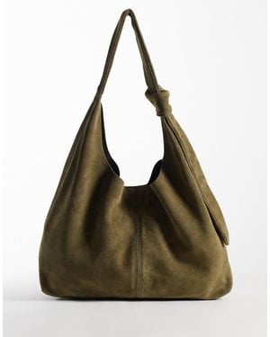 Accessorize Suede Knot Slouch Shoulder Bag - Green