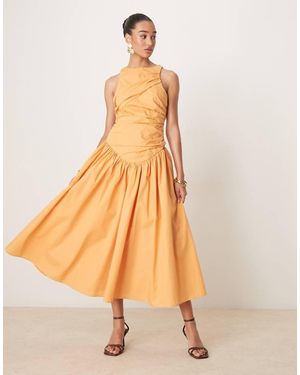 ASOS Structured Ruched Full Skirt Maxi Dress - Orange