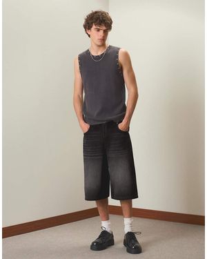 Bershka baggy Denim Bermuda Shorts - Black