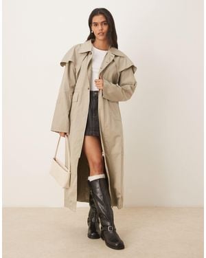 Vrg Grl Longline Mac Coat - Natural
