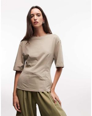 Monki Cinched Waist T-shirt - Natural