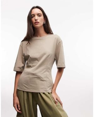 Monki Cinched Waist T-shirt - Natural