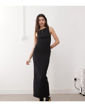 Collusion Slash Neck Maxi Dress - Black