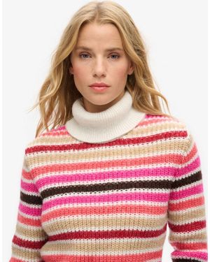 Superdry – cropped rollkragenpullover - Rot