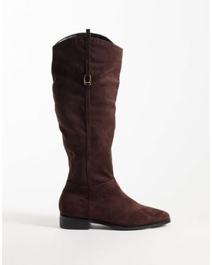 Public Desire Trench Riding Boots - Brown